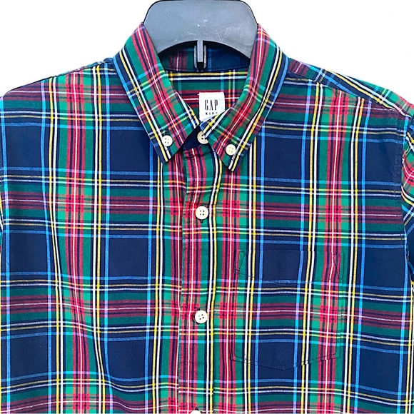 GAP Kids XL Madras Plaid Button Down Shirt Long Sleeve Cotton Christmas Holiday - Picture 3 of 5